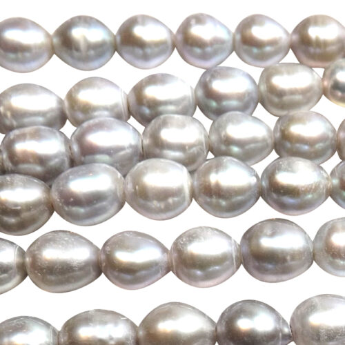 8-9mm Grey or White AA+ Quality Rice or Oval Pearl Strand Large 1.7mm Holes
