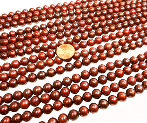 Cranberry Colored 9-10mm High AA+ Quality Round Pearl Strands Clearance