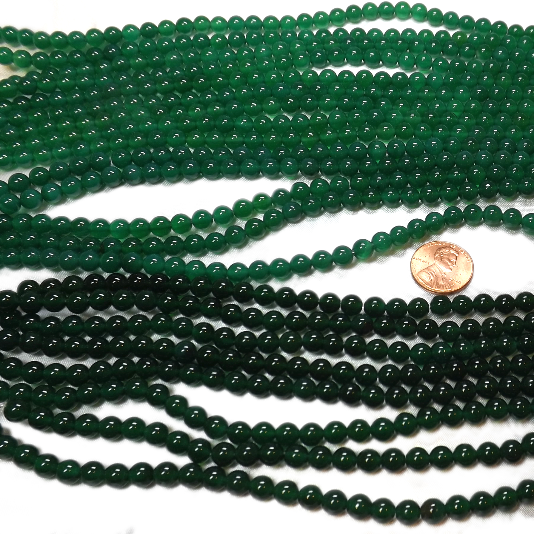 Green and Dark Green 8mm Round Jade Beads on Temporary Strand