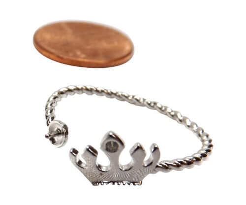 925 Sterling Silver Adjustable Twisted Ring Setting with Crown