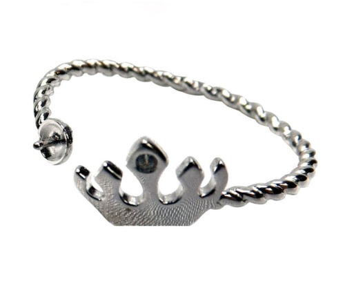 925 Sterling Silver Adjustable Twisted Ring Setting with Crown