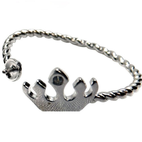 925 Sterling Silver Adjustable Twisted Ring Setting with Crown