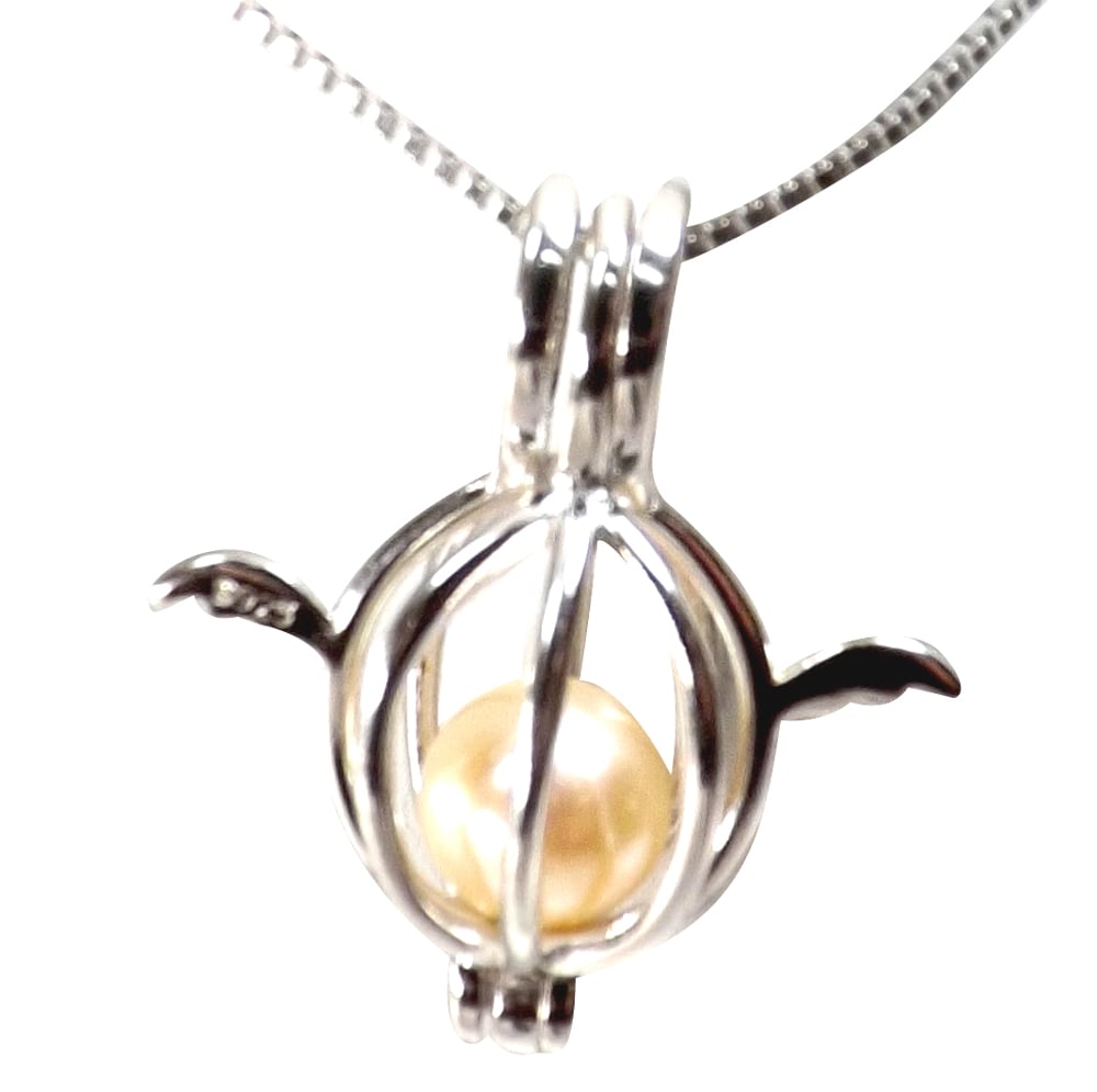 Large Sized 925 Sterling Silver Round Pearl Cage Holder Pendant