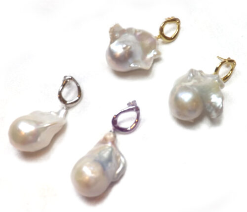Large Sized Baroque Pearl Earrings in Sterling Silver