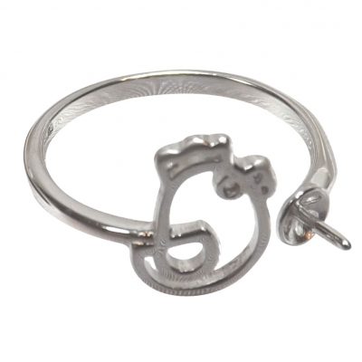 ring setting pearl adjustable silver gemstones 925s band double settings