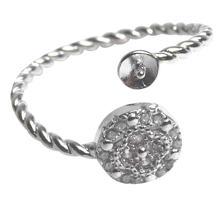 Unique 925 Sterling Silver Adjustable Ring Flower Medallion Mounting