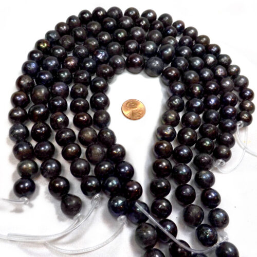 13-17mm large black pearls on strand