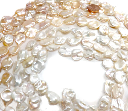 Huge Sized 15-17mm Baroque Multi-Color and White Pearl Strands with High Luster