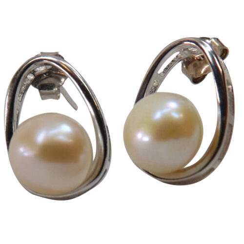 925 Sterling Silver Drop Shaped Pearl Studs Earrings with Real 6-7mm Pearls