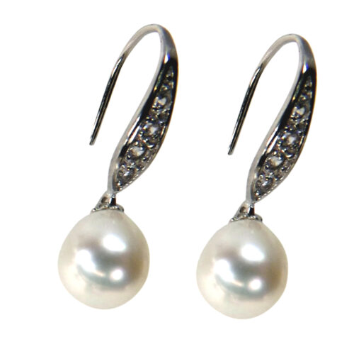 925 sterling silver pearl earrings with cz