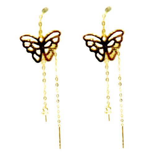 18K Solid Yellow Gold sliding pearl earrings setting
