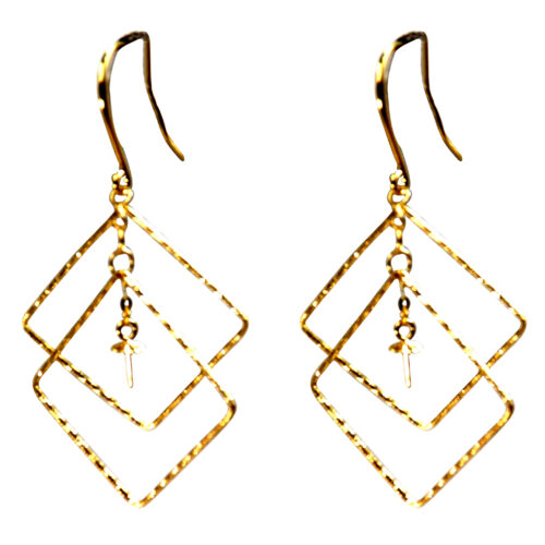 18K Yellow Gold Large Sized Contemporary Pearl Earrings settings