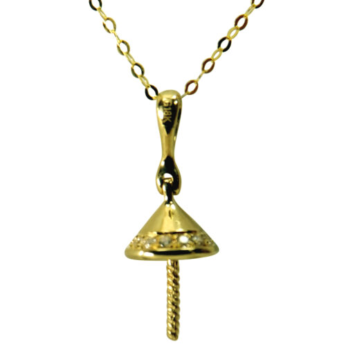 18k yellow gold diamond pearl pendant setting