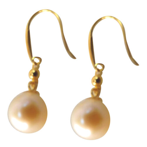 18k yellow gold pink pearl earrings