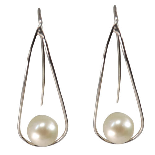 large 925 sterling silver pearl earrings