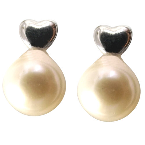 18k white gold pearl earrings