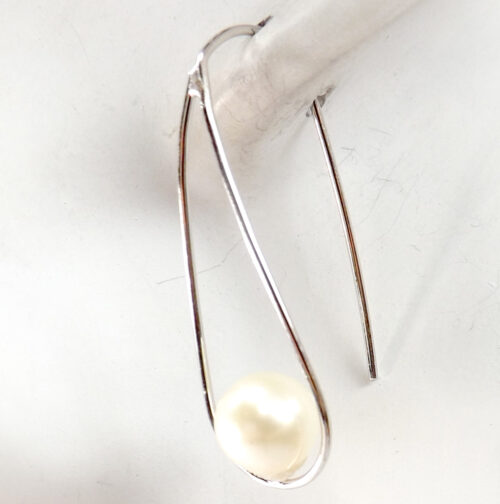 large 925 sterling silver pearl earrings