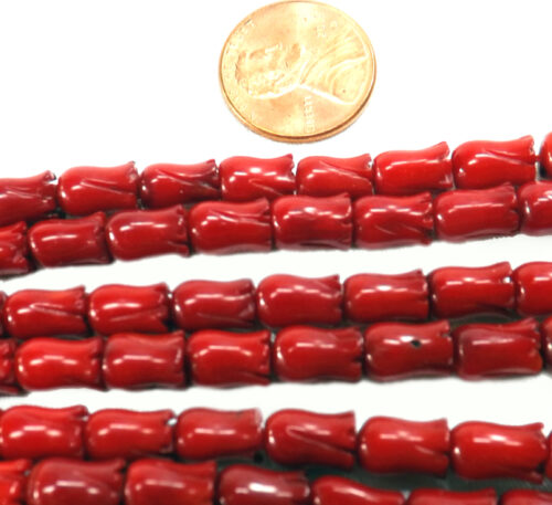 6x9mm Vase Shaped Red Coral Beads Strands