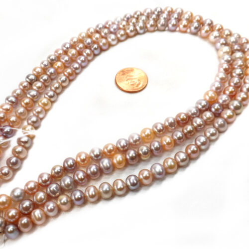 7-8mm pink and mauve round pearl strands high AA+ quality