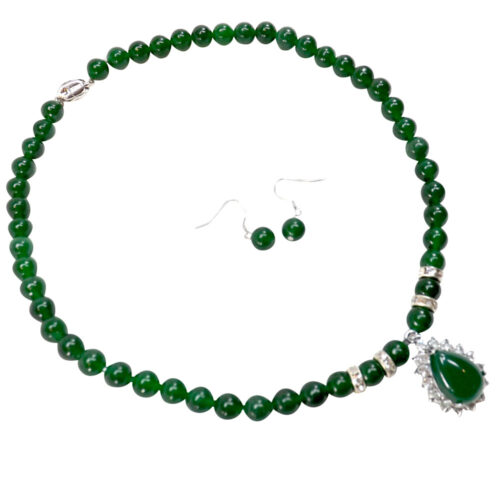 Jade necklace and earrings set of 2