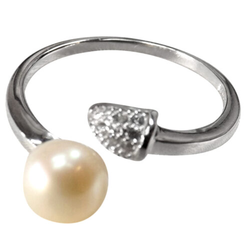 pearl silver adjustable pearl ring