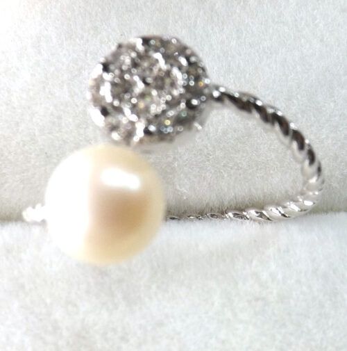 pearl silver adjustable ring