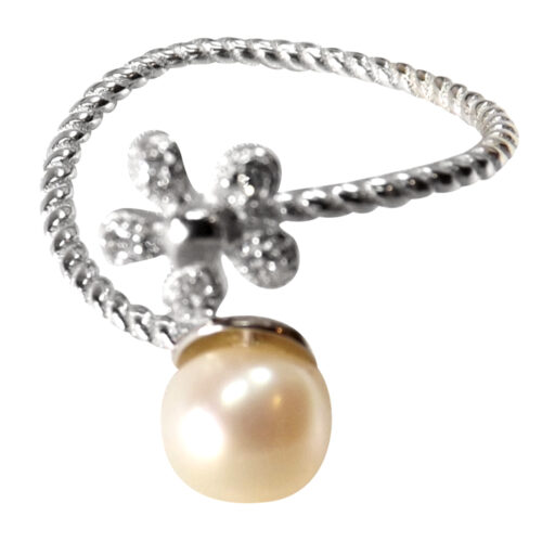 pearl sterling silver flower ring