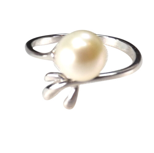 pearl silver adjustable ring