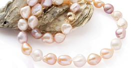 13-14mm Baroque Pearl Necklace 14K Gold Clasp with Real Diamonds