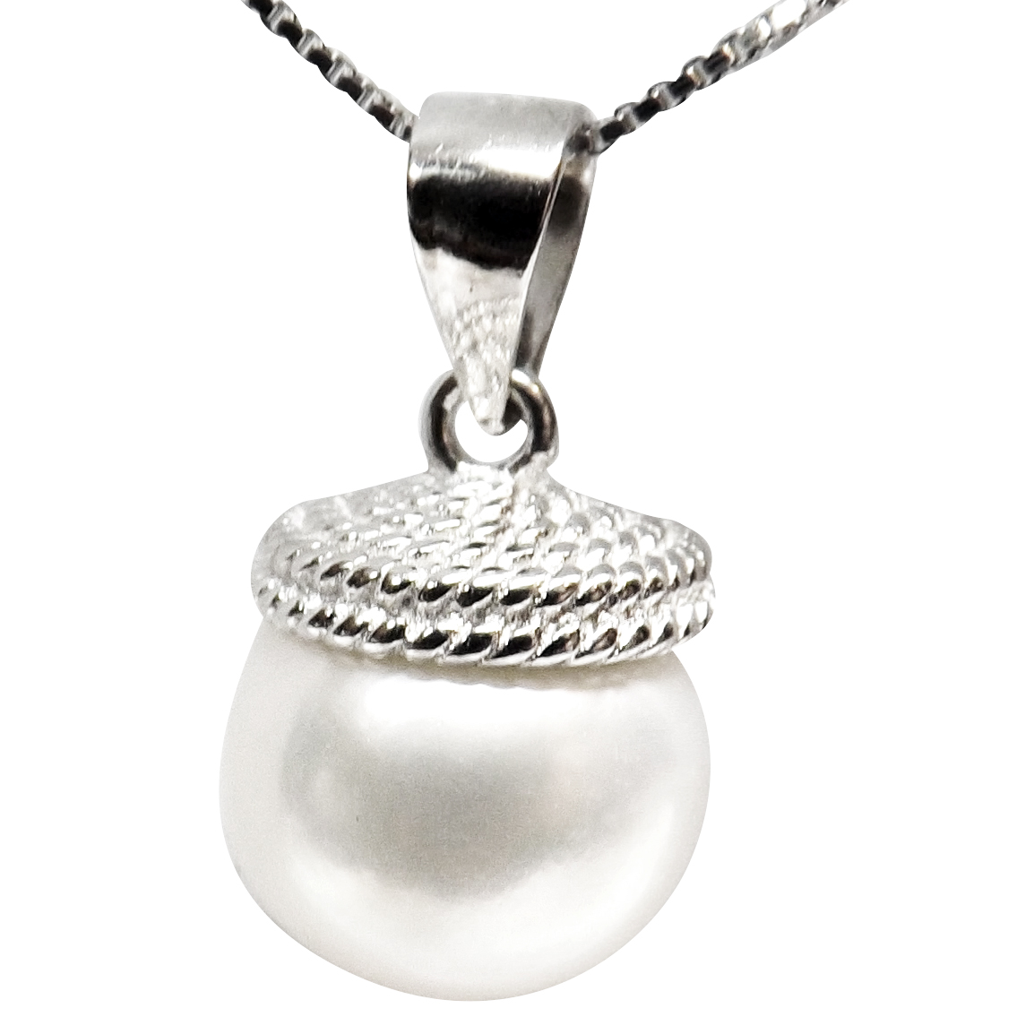 925 Sterling Silver Pearl Pendant with a Beautiful Cap and Free 925