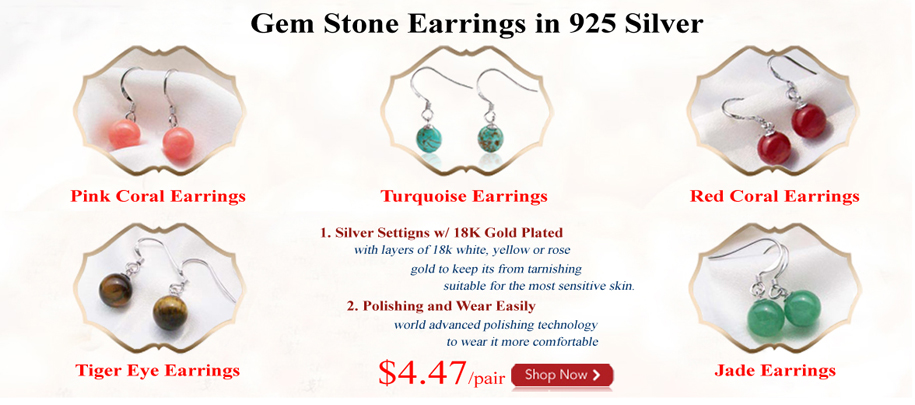 gem stone silver earrings