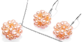 Real Pearls Snowball Matching Set in Sterling Silver Real Pearls Snowball Matching Set in Sterling Silver