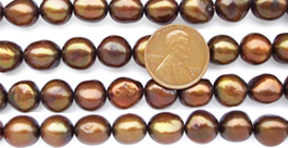 10-11mm Length Drilled Baroque Pearls on Temporary Strand