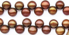 Chocolate 7-8mm Top Drilled Button Pearl Strand Colored Chocolate 7-8mm Top Drilled Button Pearl Strand Colored