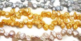 Grey Gold and Light Purple Keshi 5-7mm Seed Pearl Strand Grey Gold and Light Purple Keshi 5-7mm Seed Pearl Strand