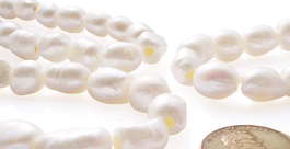 9-10mm Length Drilled Baroque Pearl Strand With Larger Holes