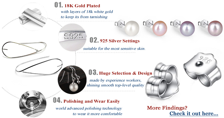 Pearl Earrings Settings in 18K, 14K Gold or 925 Sterling Silver