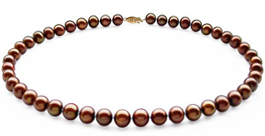 9-10mm AA Quality Round Pearl Necklace in 14k Solid Gold
