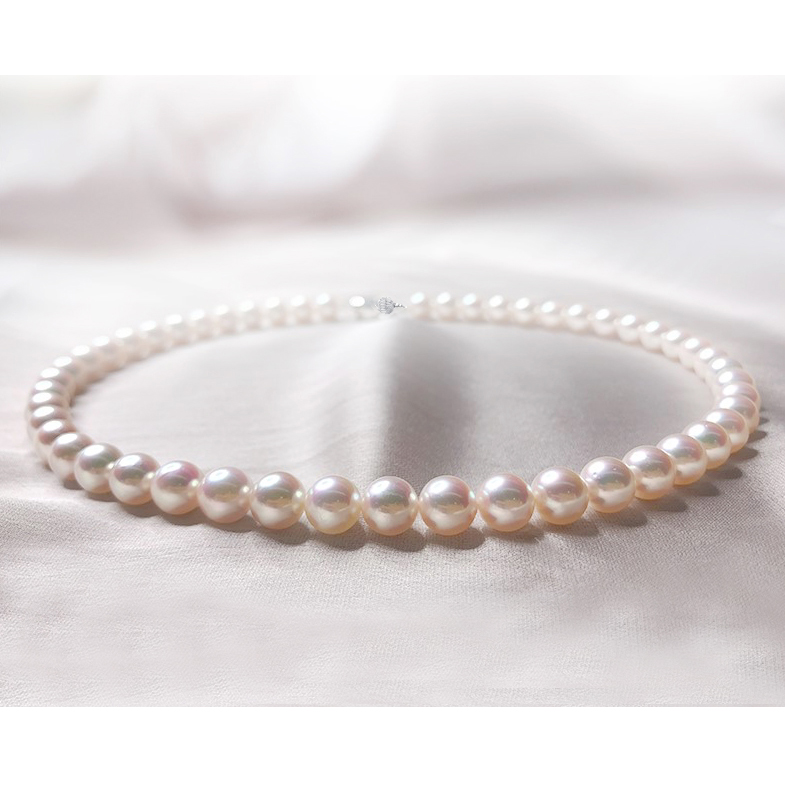 Buy Bracelet Japanese Akoya Pearl Bracelet Handmade Japanese Akoya Cultured  Pearls Double Strand Bracelet Dyed Light Silver Silver Flower Clasp Online  in India - Etsy
