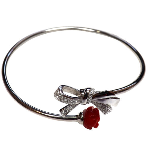 925 Sterling Silver Coral Bangle