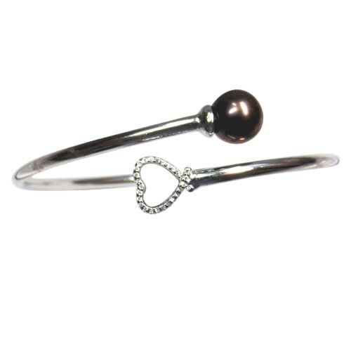 925 sterling silver pearl bangle with moon stone
