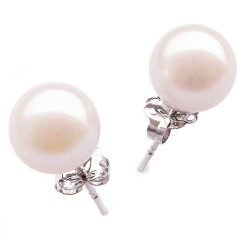 14k white gold japanese akoya pearl studs earrings