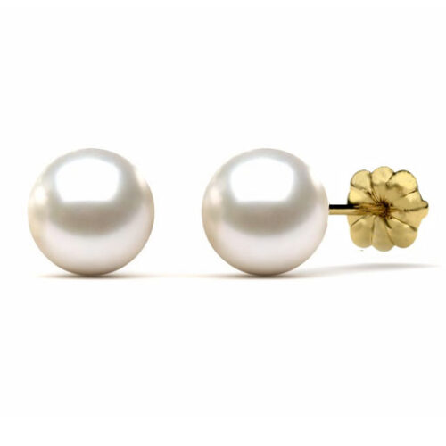 japanese akoya 8.5mm pearl studs earrings in 14k yellow gold
