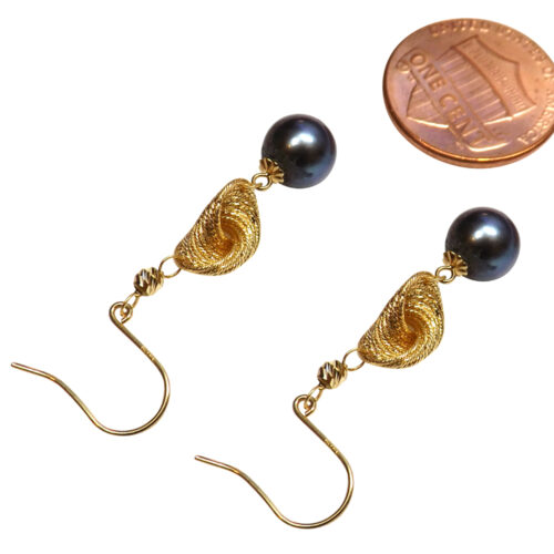 18ky gold black pearl earrings