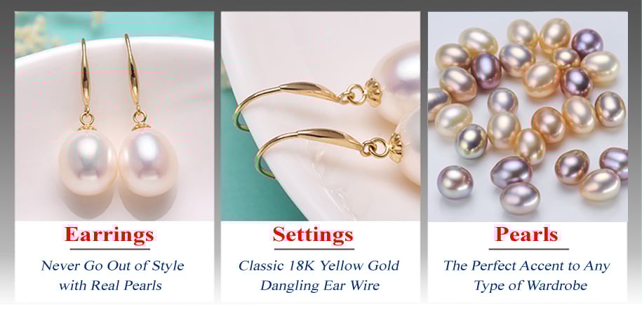 Classic 18K Yellow Gold Dangling Earrings with Stylish Ear Wire