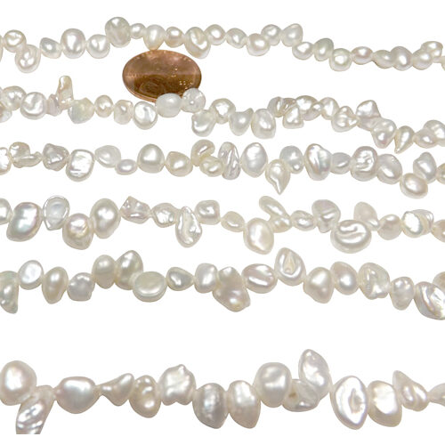 4-7mm White Seed Keshi Pearls Temporarily Strung on Loose Strand