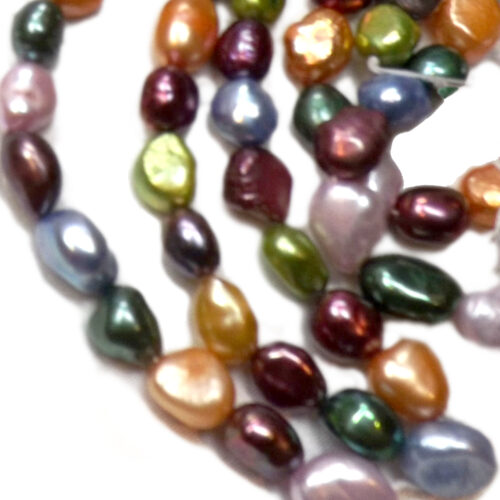 9-10mm multi colored baroque pearl strands