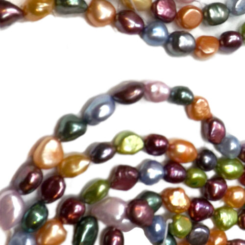 9-10mm multi colored baroque pearl strands