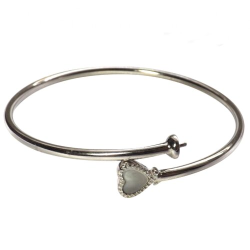 925 Sterling Silver Bangle Setting with Moonstone Heart
