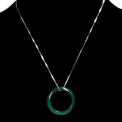 dark green jade silver necklace